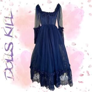 NWT Dolls Kill Dance with Death Maxi Dress - Navy